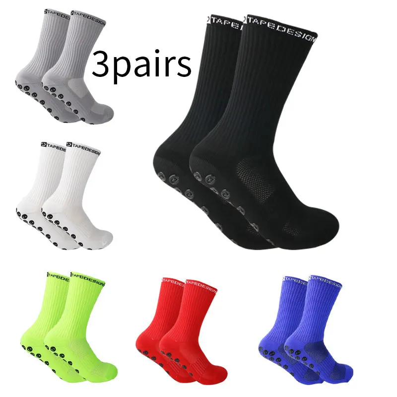 3 Pair Men's Non-Slip Soccer Socks Breathable Knee High Towel Bottom Cycling Hiking Sports Training Women Child Football Socks