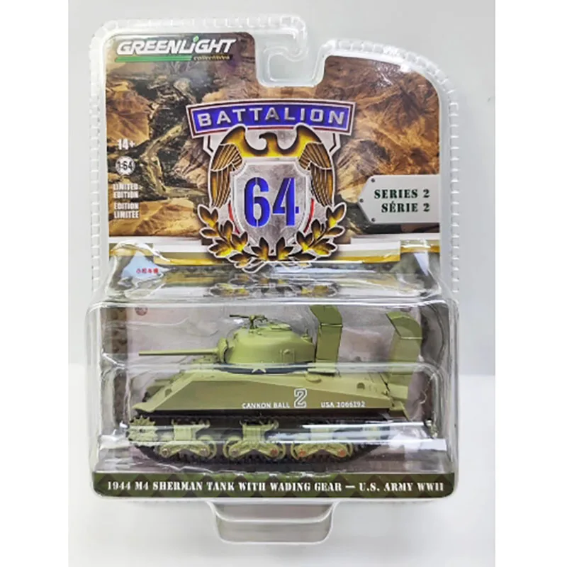 GreenLight 1:64 Scale 1944 M4 Sherman Tank With Deep Wading Device Model Car Collection Display Ornament Toy Gift