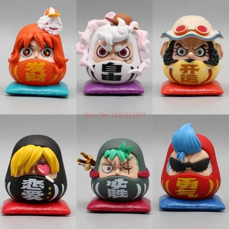 

6pcs Anime One Piece Action Figures Daruma Nika Luffy Figurine Nami Franky Roronoa Zoro Sanji Pvc Collection Model Birthday Toys