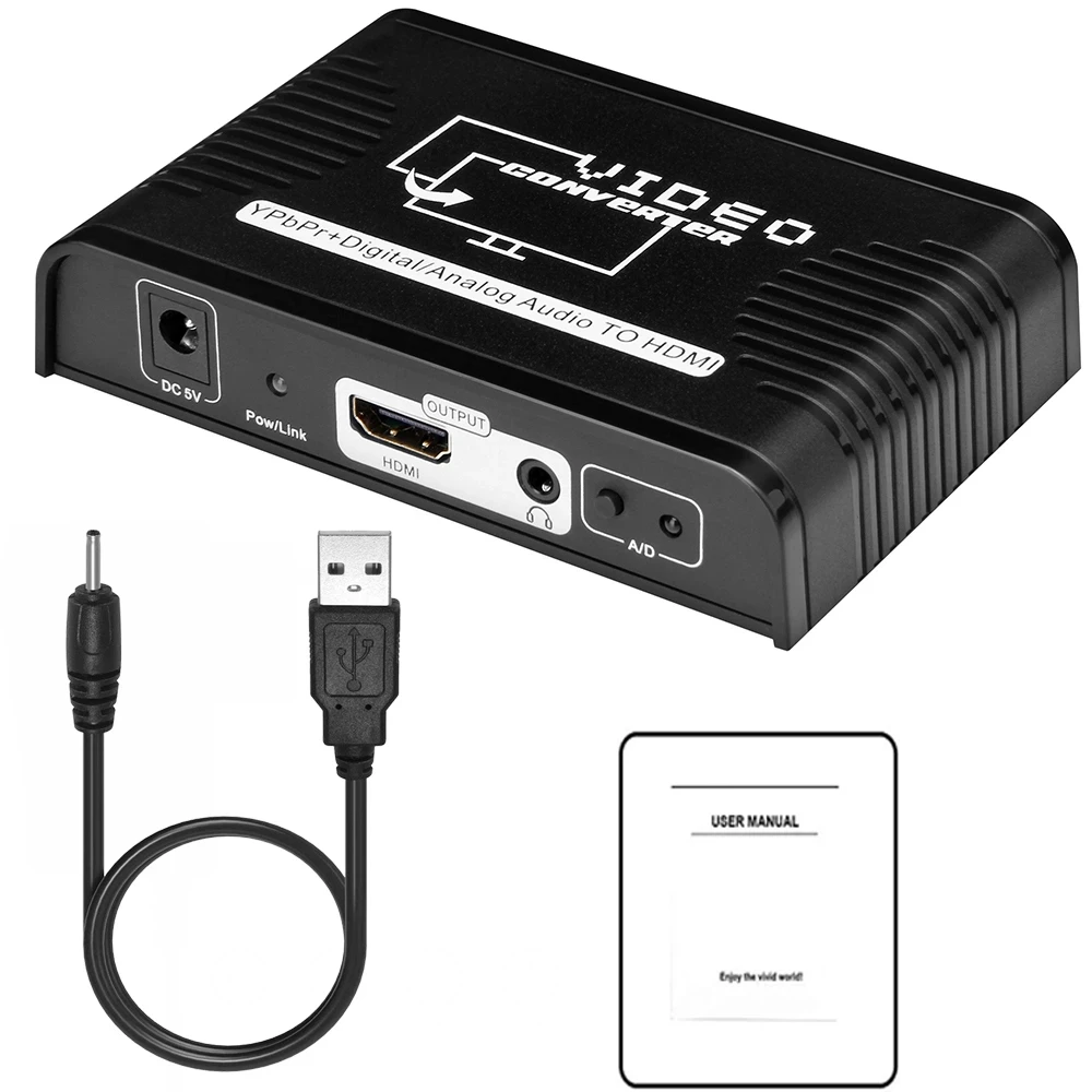 1080P YPbPr do HDMI Adapter konwerter wideo-audio 5 RCA Ypbpr konwerter komponentu do złącze HDMI dla Xbox HDTV PS2 DVD Wii