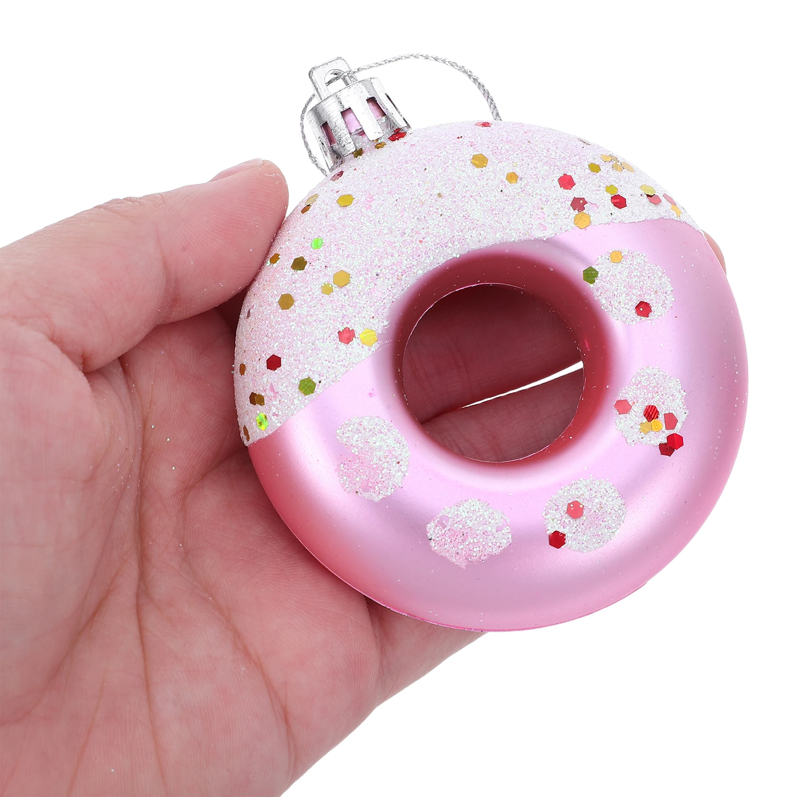 

4Pcs Donut Decorations Hanging Christmas Tree Candy Dessert Ornaments Set Pink Holiday Party Supplies Xmas New Year Birthday