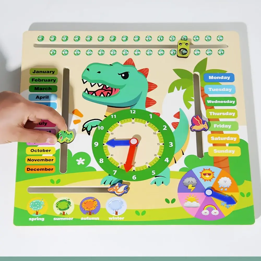 Season Weathers Daily Calendar Teaching Clock Early Education Puzzle 6 in 1 Teaching Clock Logical Thinking Time Cognition