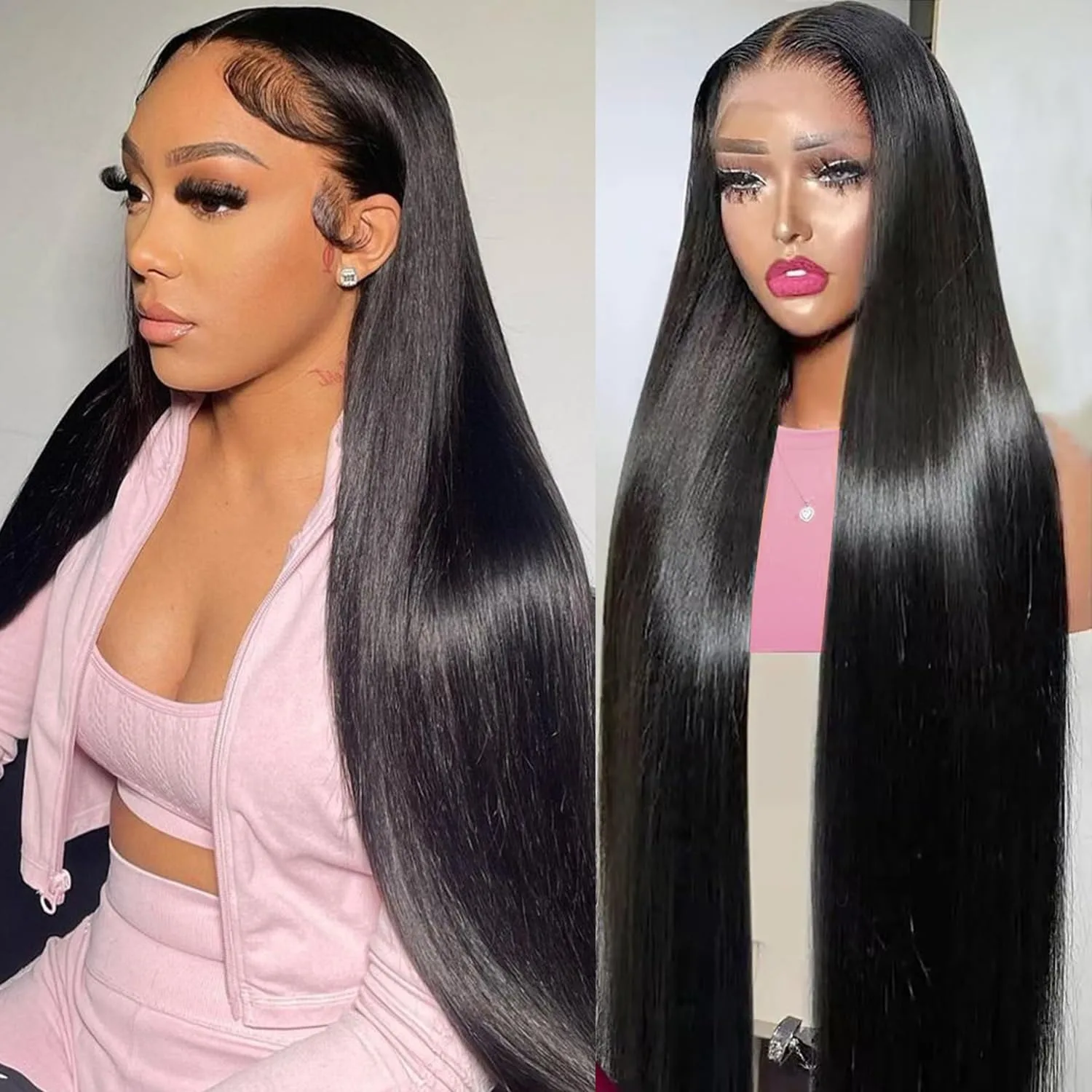 

200% Density Bone Straight 13X6 Hd Lace Frontal Wigs 40 44 Inch 13X4 Lace Front Pre Plucked 100% Human Hair wigs For Black Women