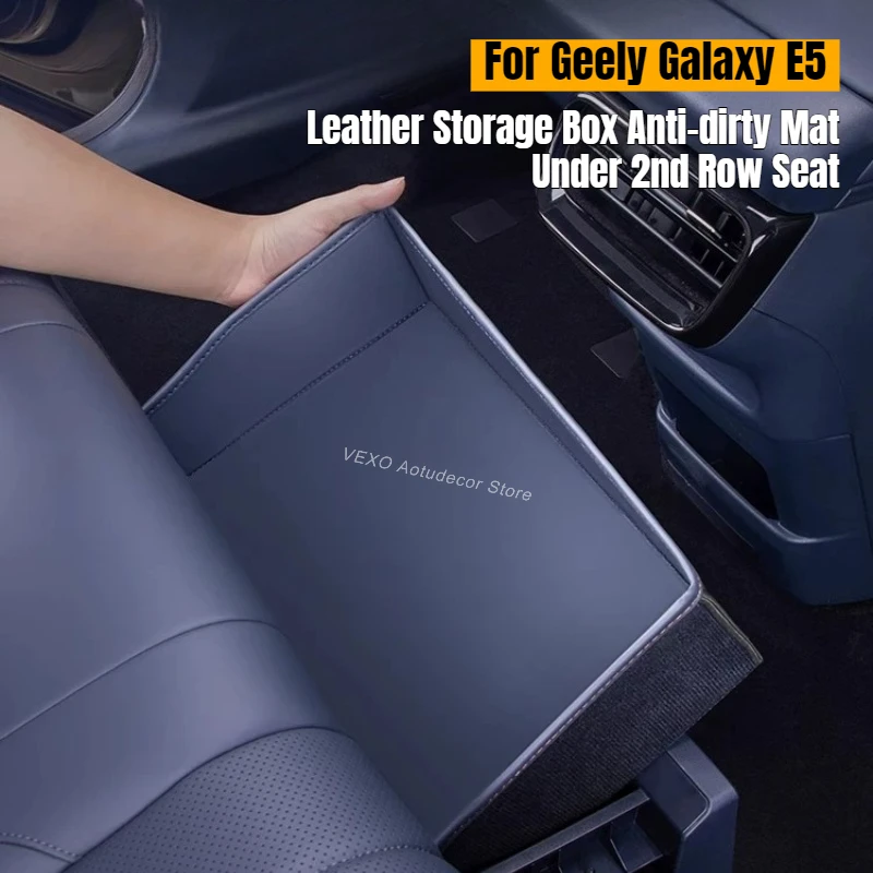 

For Geely Galaxy EX5 E5 Under Rear Seat Leather Storage Box Mat Original Color Anti-Kick Organizer Pad Protector Case Accessorie
