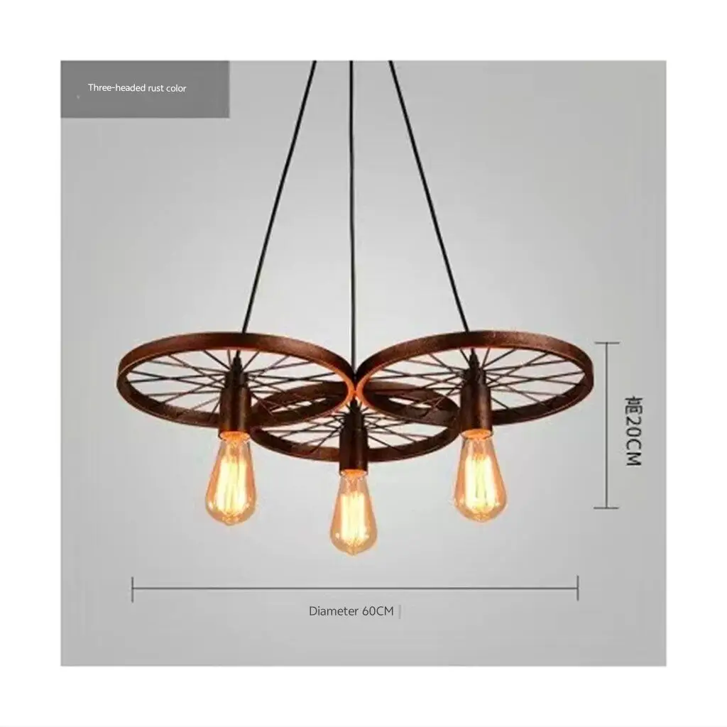 Retro ironwork wheel pendant lamp, industrial style pendant lamp, decoration lamp for bars, cafes and restaurants