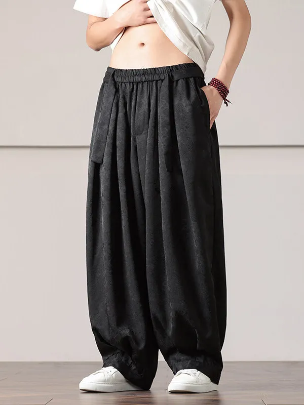 

New Summer Chinese Sle Wide Leg Pants Loose Casual Thin Young Men's Lantern Pants Traditional Straight Cut Leisure Trousers