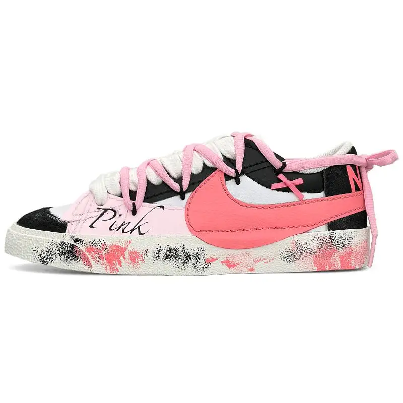 

[Custom Shibuya Hot Girl E]Nike Blazer Low Jumbo Low-Top Skateboard Shoes Men's Black Pink