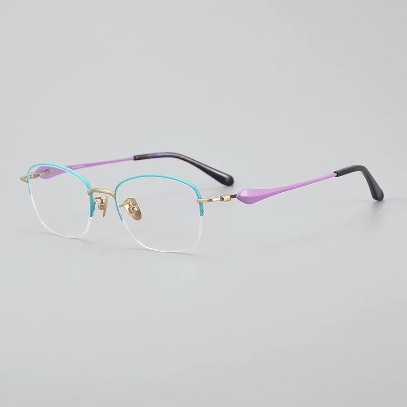 

Pure Titanium Half Rimless Oval Glasses Red Metal Frame Sexy Women'S Luxury Trendy Optical Eyewear Frame ∣ Myopia & Reading Use