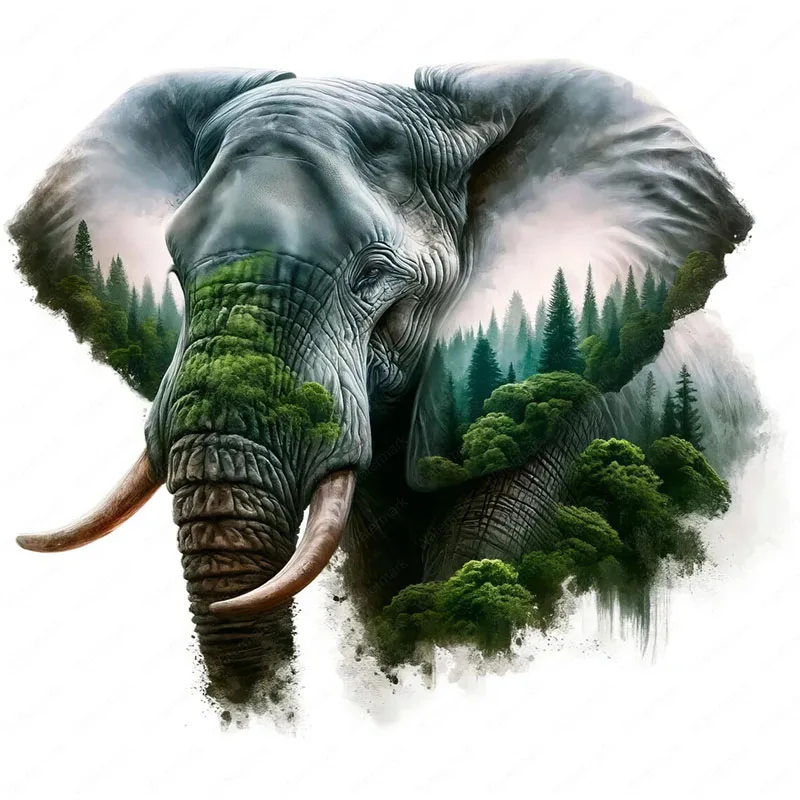 T2099#Ethereal Elephant Self-Adhesive Toilet Stickers,Wall Decal Removable, Reusable Vinyl Car Sticker for Toilet Lid