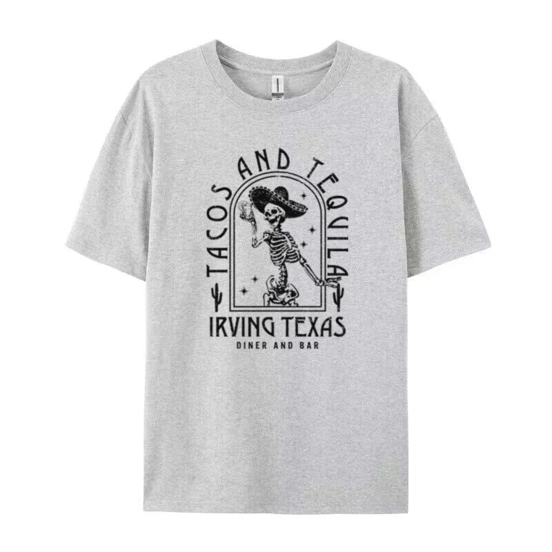 المكسيكي الهيكل العظمي التاكو تيكيلا تي شيرت المرأة الغربية خمر بوهو الكحول شرب تي شيرت لطيف مضحك عشاق قميص للجنسين بلايز #2