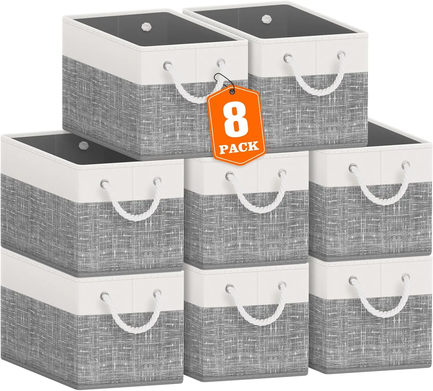 

Контейнеры для хранения [8 шт.] Складные корзины для хранения игрушек, книг, полок, шкафа, больших ящиков для хранения с веревкой