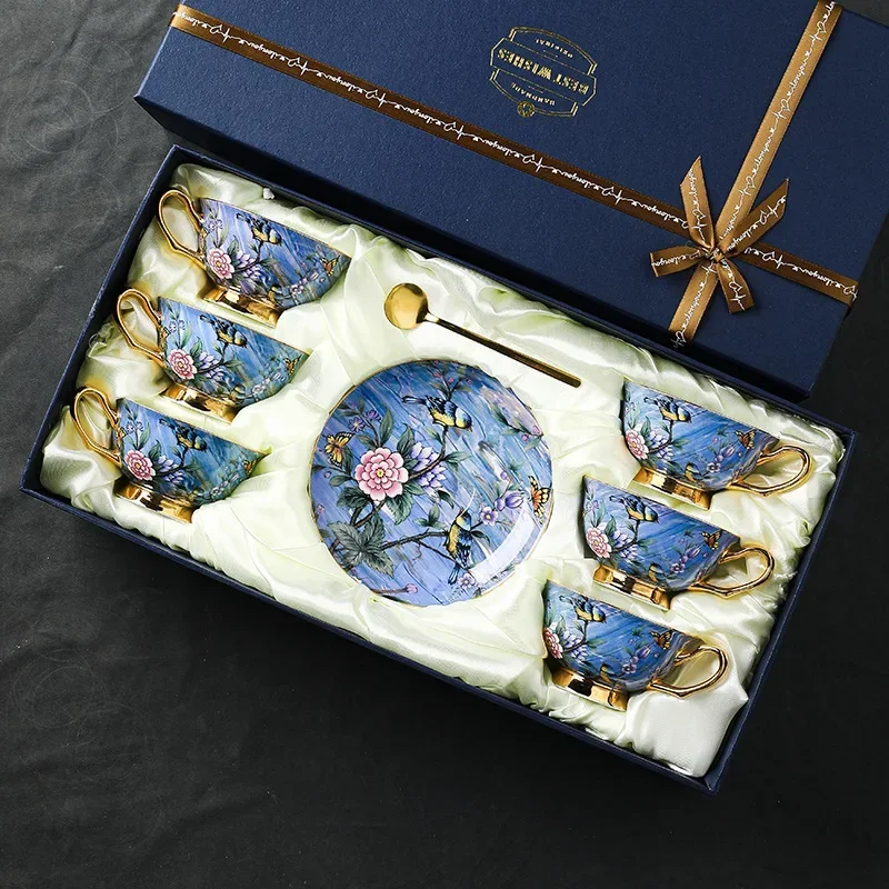

Elegant Bone China Coffee Cup Set - European Style Cup & Saucer, Luxury Wedding Gift Box, Perfect Client Present