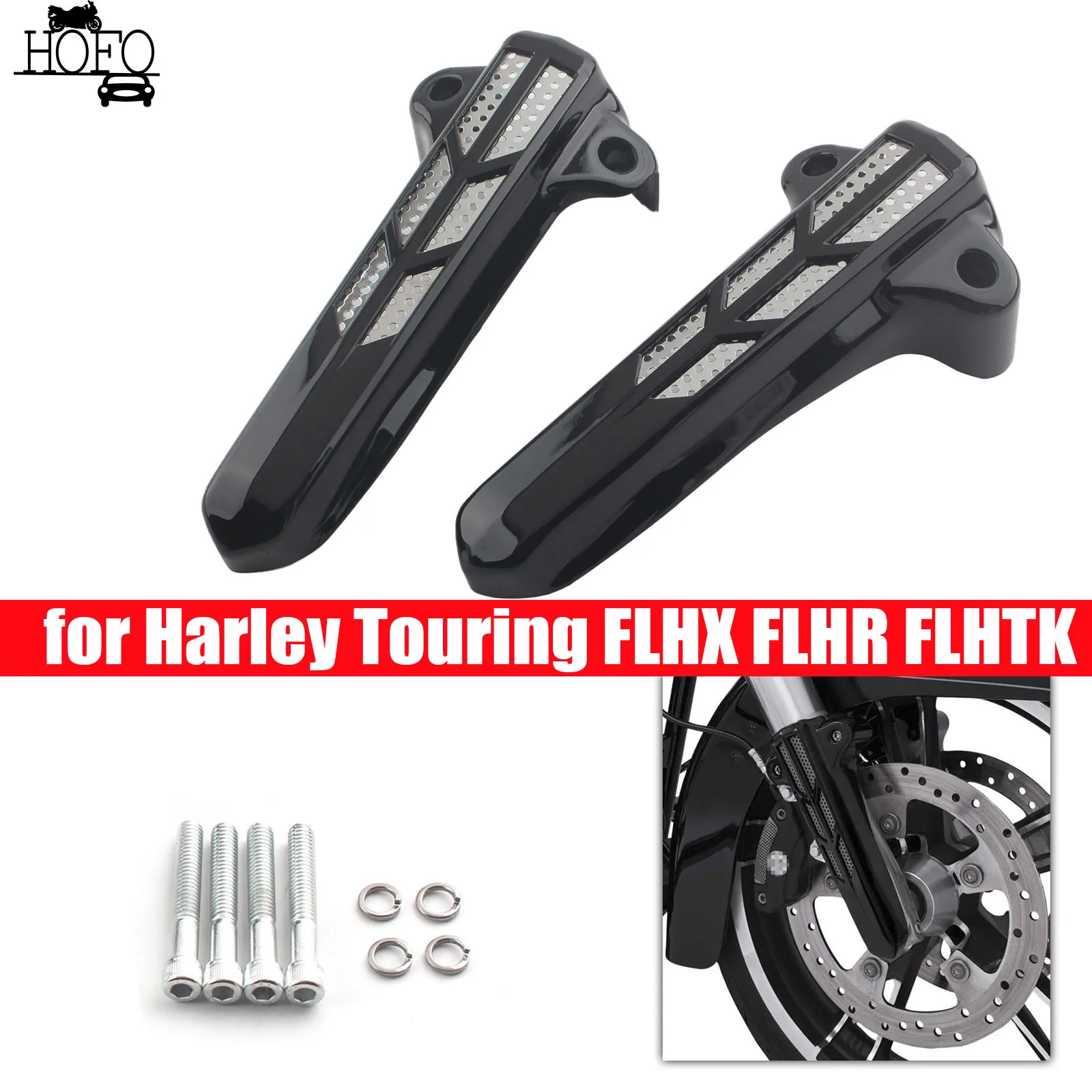 

Motorcycle Front Lower Fork Leg Slider Cover For Harley Electra Road Street Glide FLHT FLHR LED Light Lamp