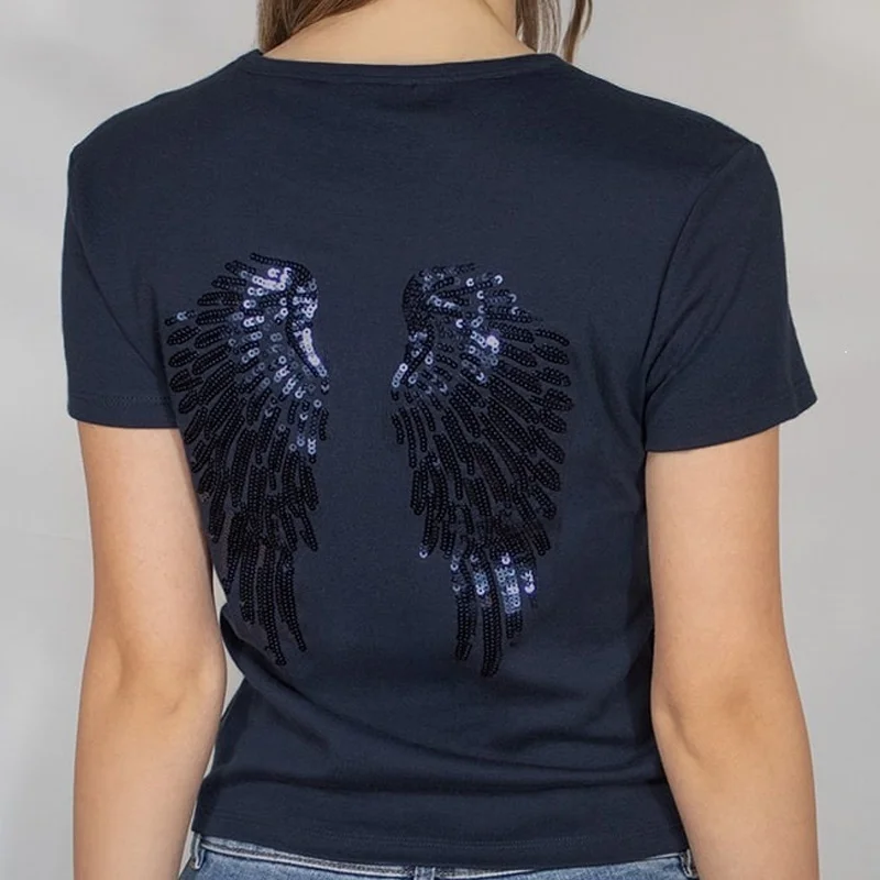 Women Y2K Sequin Angel Wings Cami Tank Top Slim Fit  Spaghetti Strap Vest Y2K Streetwear Casual Inner Camisole
