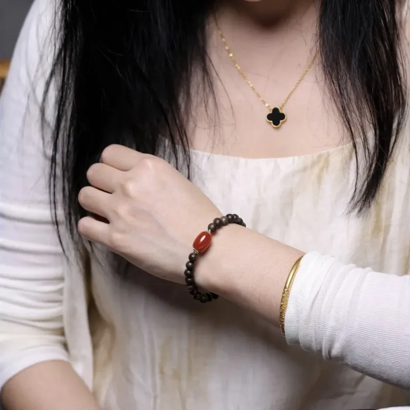 Sandalwood Bracelet Natural Agarwood Beads DIY Lucky Year Buddhist Prayer Beads Handmade Jewelry Gifts