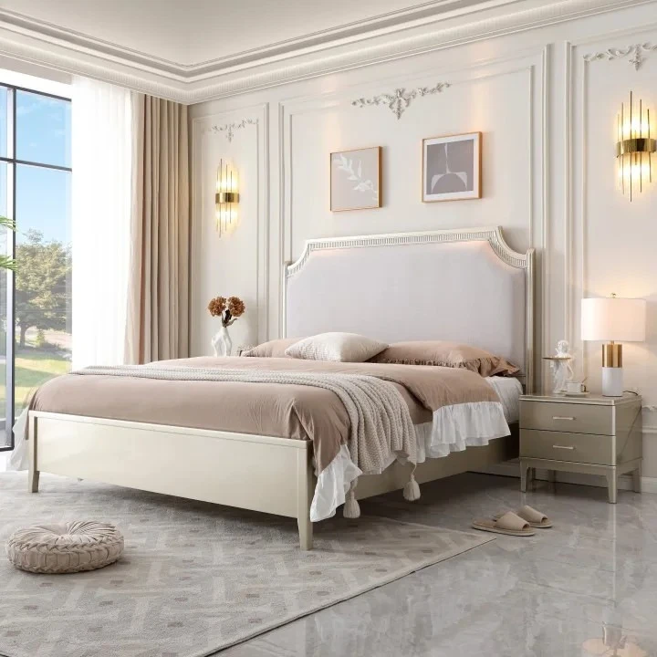 Solid Wood 1.8m Master Bedroom Large Bed Light Luxury Midsummer Bedroom 1.5m Princess Simple Wedding Bed