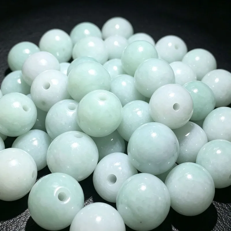 10PC Natural Jade Emerald 13mm Circle Beads Accessories DIY Bangle Earrings Charm Jewellery Fashion Hand-Carved Luck Amulet