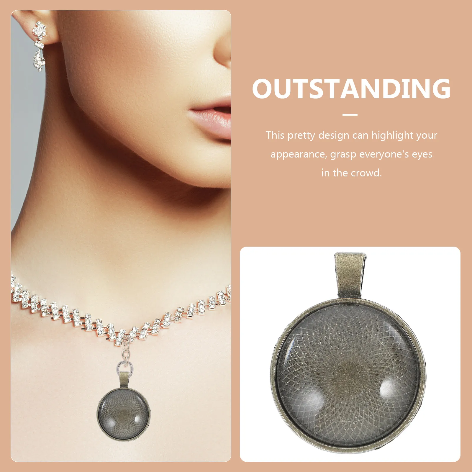 

1Set Round Bezel Pendant Trays Alloy Base with Glass Dome Cabochons for DIY Jewelry Making Photo Charms Bracelet Crafts Supplies