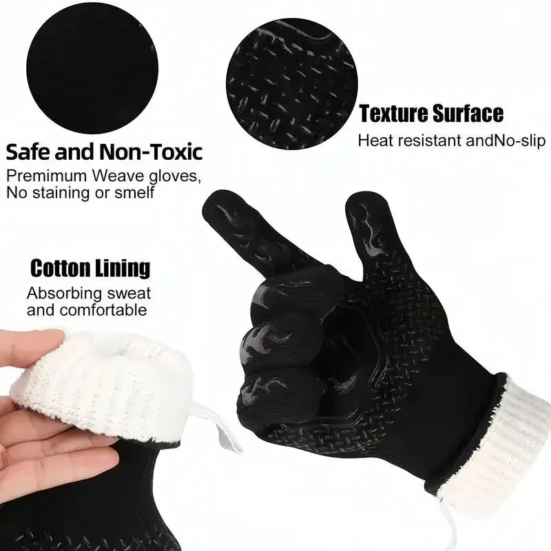 Guantes Protectores de alta temperatura, resistentes a altas temperaturas de 800 grados, de silicona, para barbacoa, horno microondas, 1 unidad