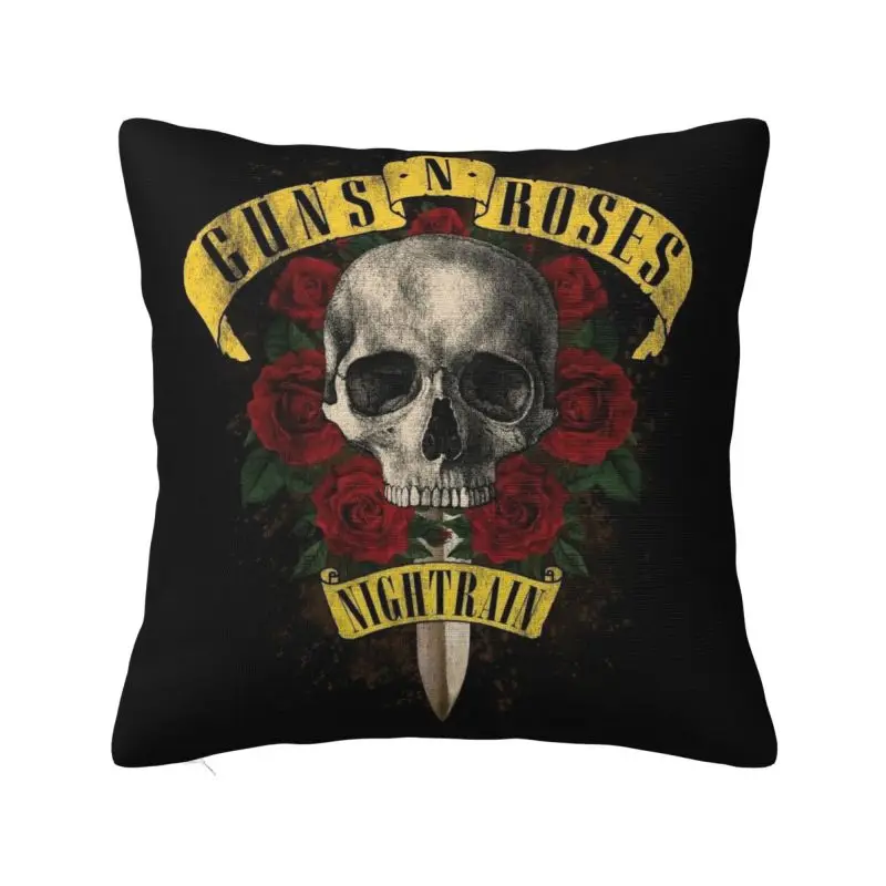 

Luxury Guns N Roses Hard Rock Band Cushion Cover Soft Bullet Logo Pillow Case for Sofa Square Pillowcase Bedroom Decoration