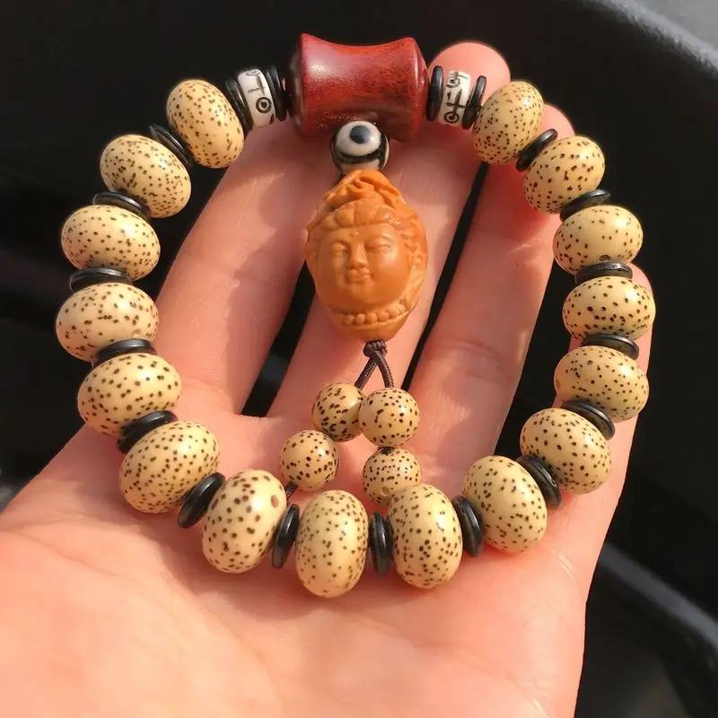 Hainan original seed apple round star moon bodhi bead single-strand couple's bracelet unisex high-density smooth wh