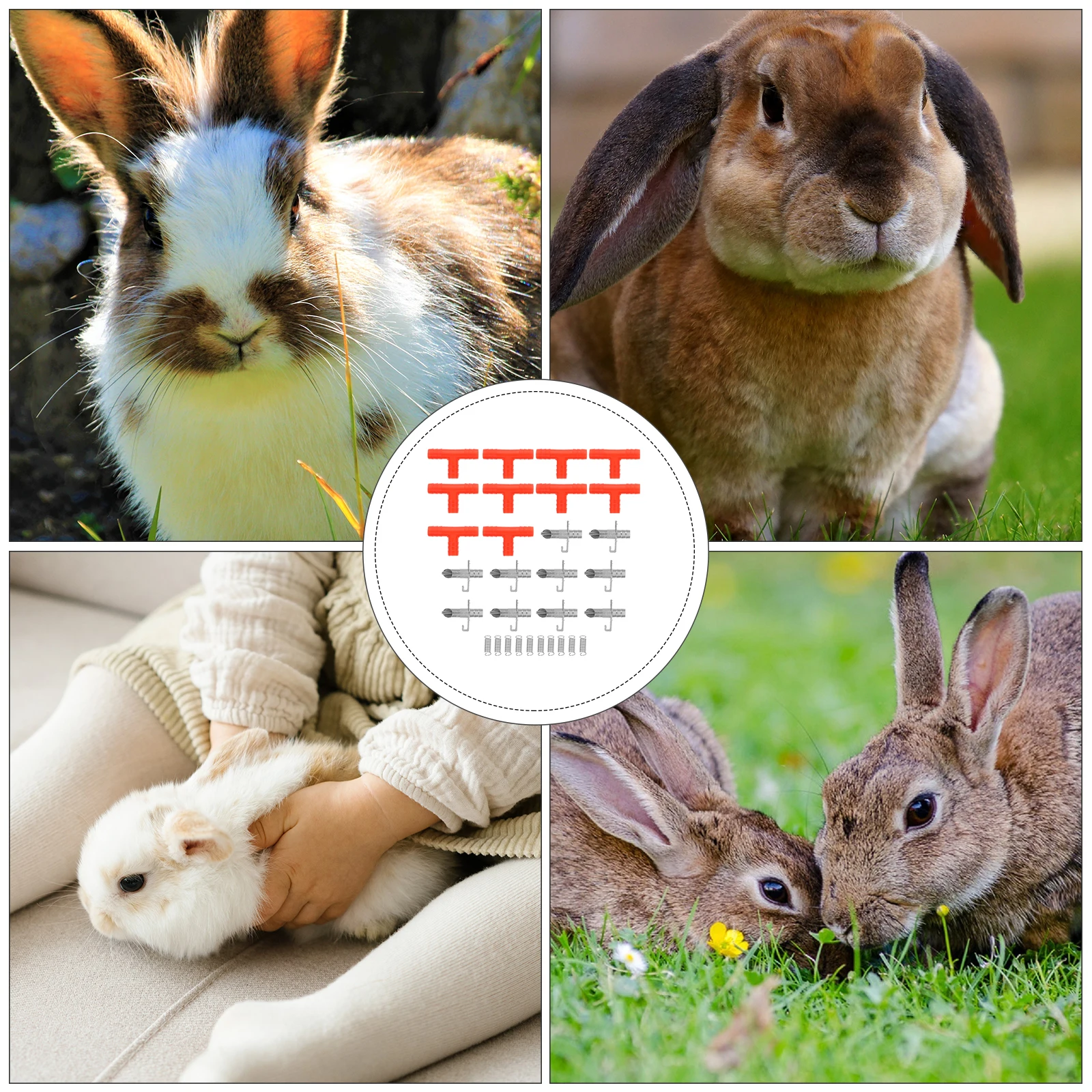 

10Sets Rabbit Drinking Fountain Automatic Water Feeder for Rabbits Strong Practicality No Rust Long Life Farm Use Dispenser