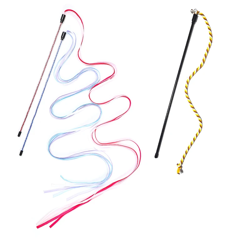 Interaktive Katzen Spielzeug Lange Satin Band Katze Teaser Stange Spielzeug Kätzchen Spielen Teaser Zauberstab Spielzeug Katze Stick Spielzeug