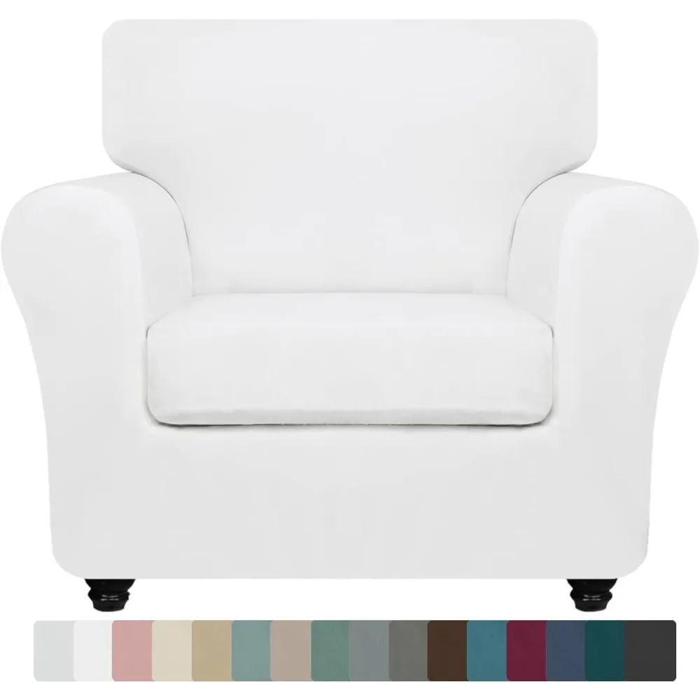 

Elegant Stretch Chair Covers with Arms for Living Room - 2-Piece Soft and Thick Slipcovers for Armchairs with Anti-Slip Feature