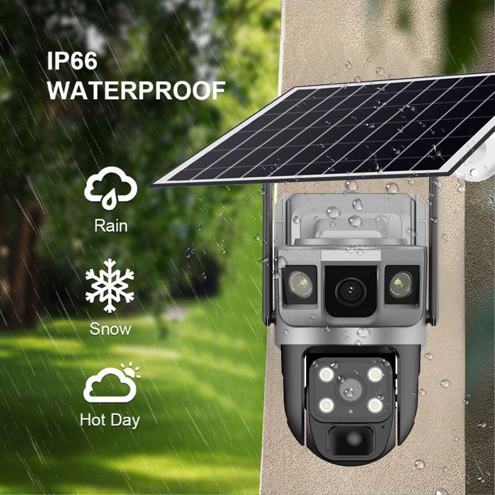 6K 12MP HD Outdoor Solar Camera Built in Battery No Power Waterproof 4G SIM Card WIFI IP CCTV Video Surveilance  AI Track Camera