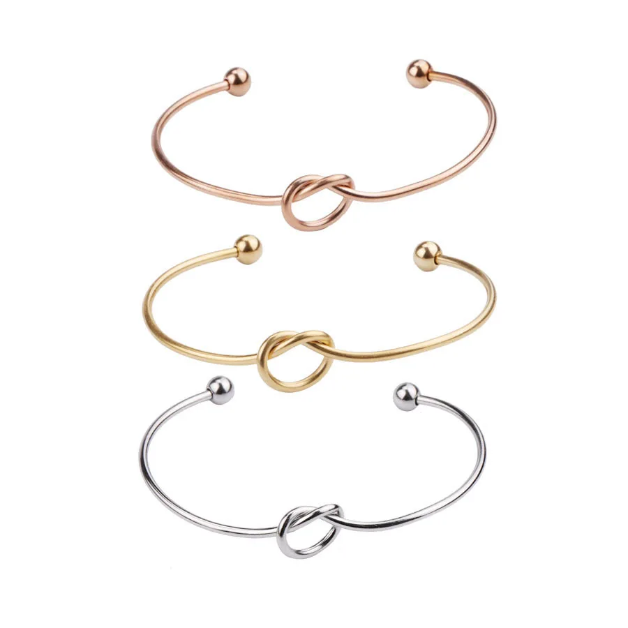 Stainless Steel Hearts Knot Wire Open Bracelets Bangles DIY Bracelet Cuff Knot Bangles for Jewelry Making