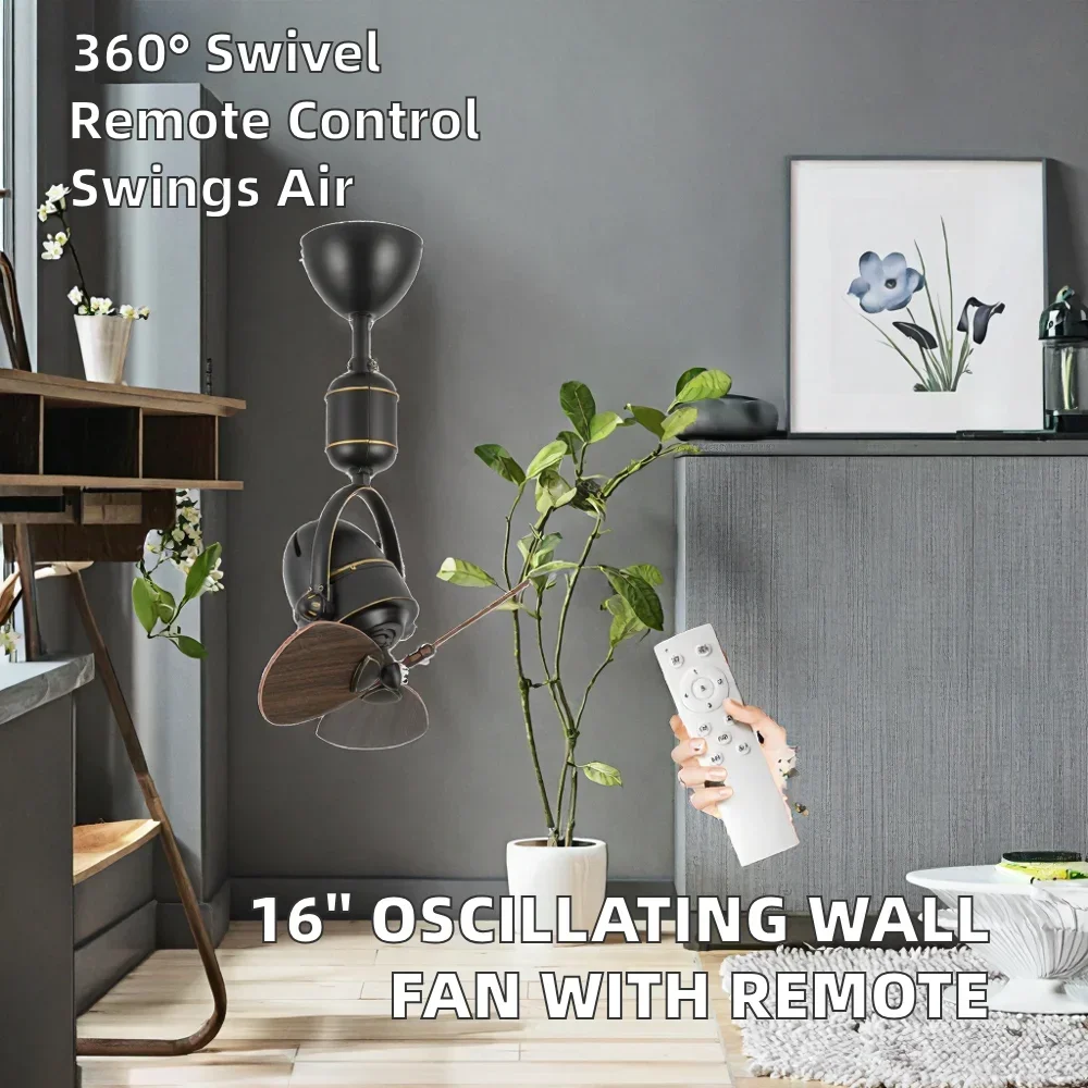 Hot Selling 16-Inch 360 Degree Rotating Electric Metal Wall-Mounted Air Cooling Fan Automatic Oscillating Remote Control Ceiling