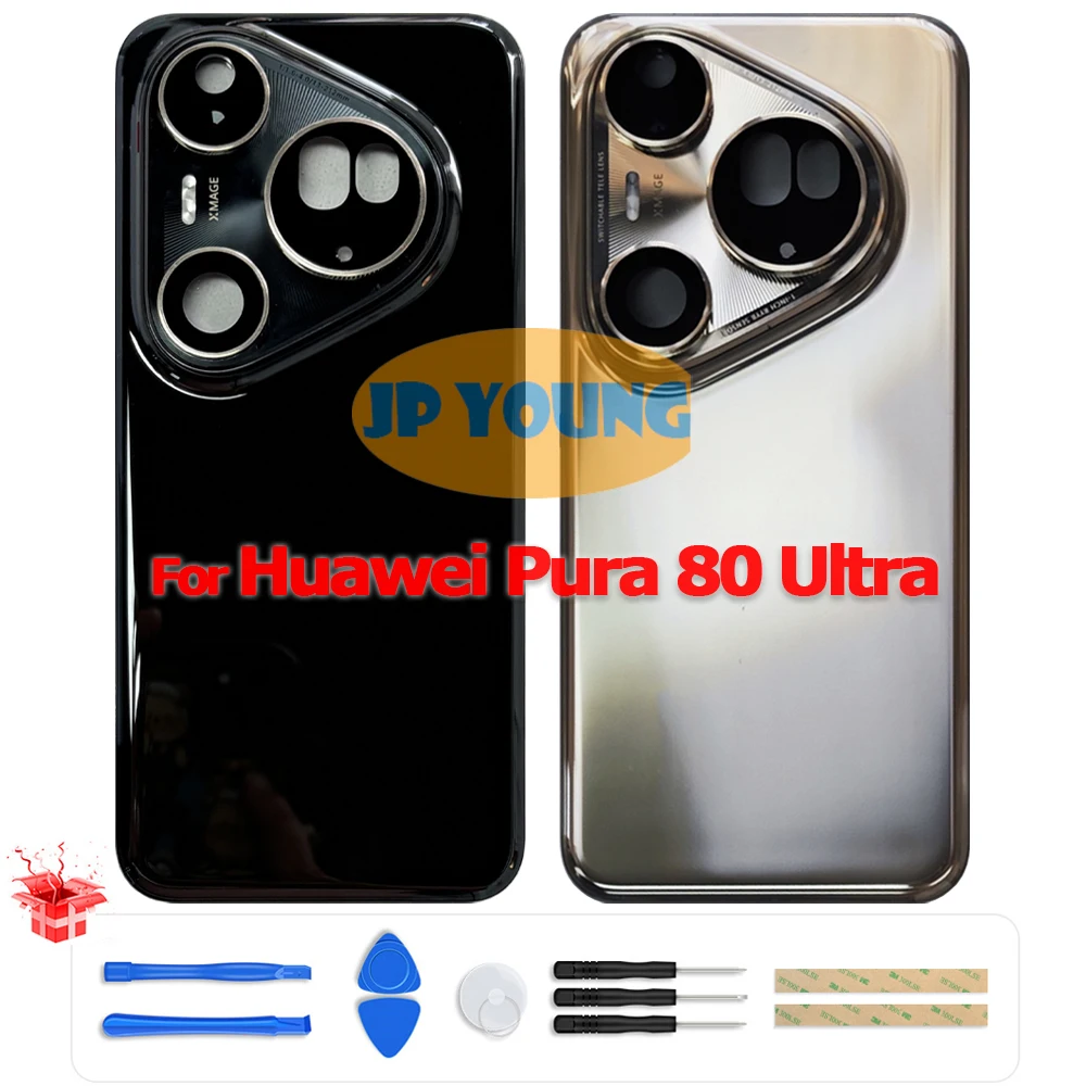 Original Battery Back Cover Glass Rear Door Housing with Camera Lens for Huawei Pura 80 Ultra LMR-AL10, LMU-LX9 - Replacement
