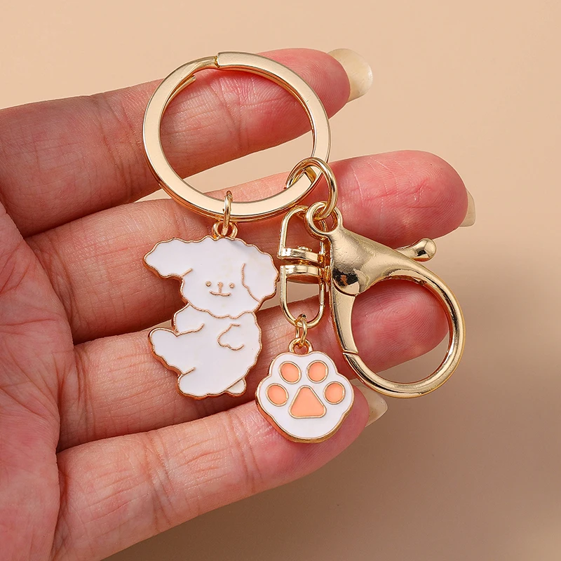 Aihua لطيف المينا القلب جرو الكلب المفاتيح للنساء الفتيات BFF أفضل الأصدقاء حقيبة يد قلادة هدايا عيد ميلاد مجوهرات