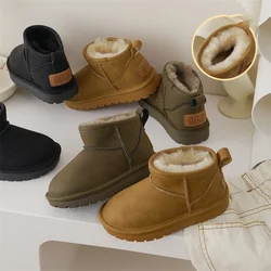 Children Snow Boots Girls Winter New Medieval style Warm Plush Snow Boots Boys Soft Sole Non-slip Casual Shoes Size 23-37