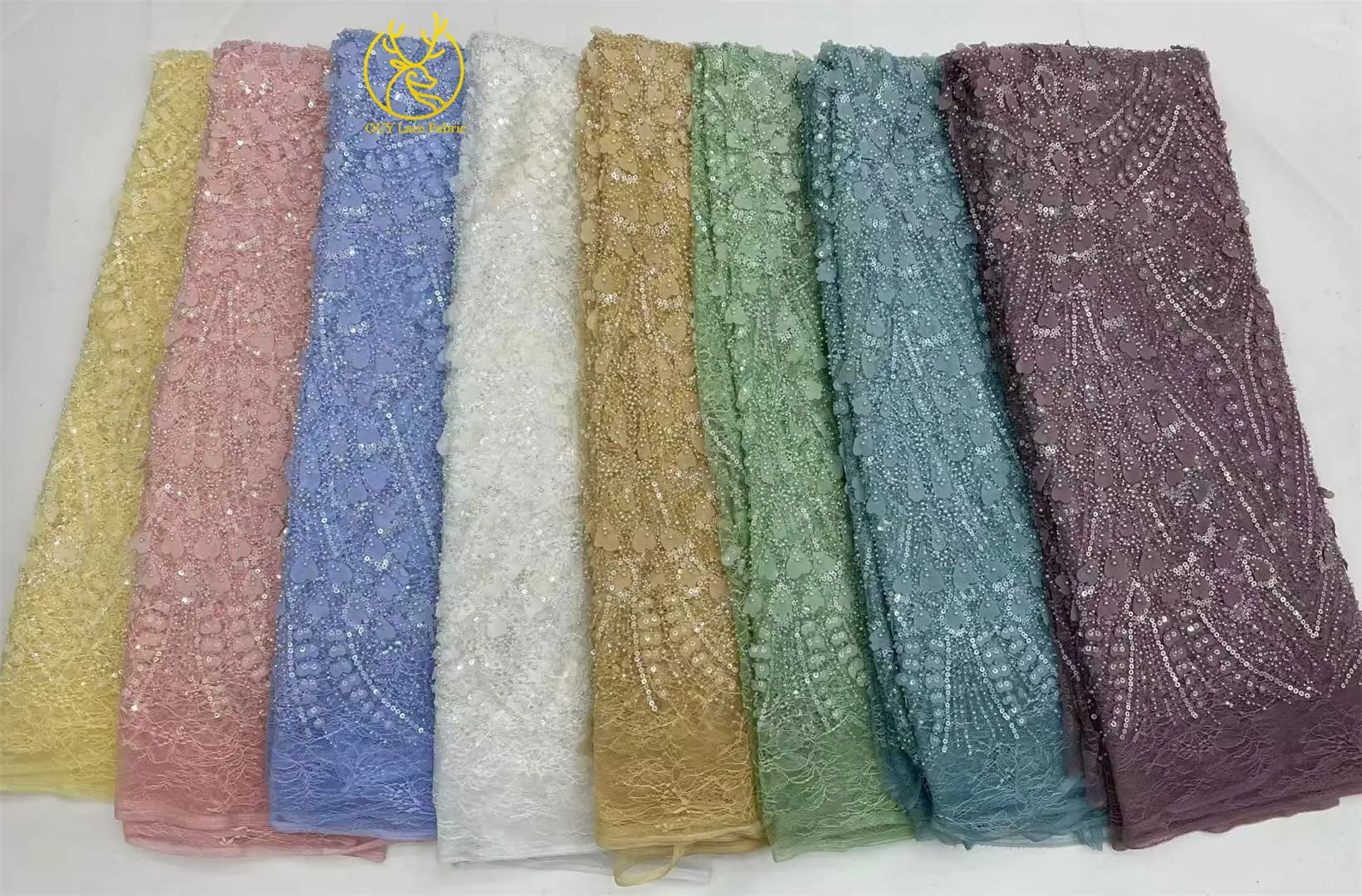 Eleganter Nigerianischer Bestickter Pailletten-Spitzenstoff 2026 Hochwertiger Afrikanischer Französischer Perlen-Spitzenstoff für Damenkleider Nähen – Detail 21