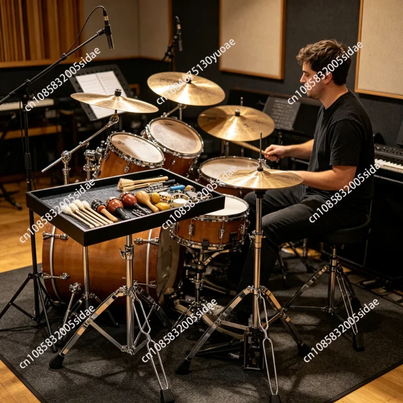 Drum Stand Wooden Paddle Tray Keyboard Table Sticks Heavy Duty Sturdy Durable Compact Adjustable Portable for Band