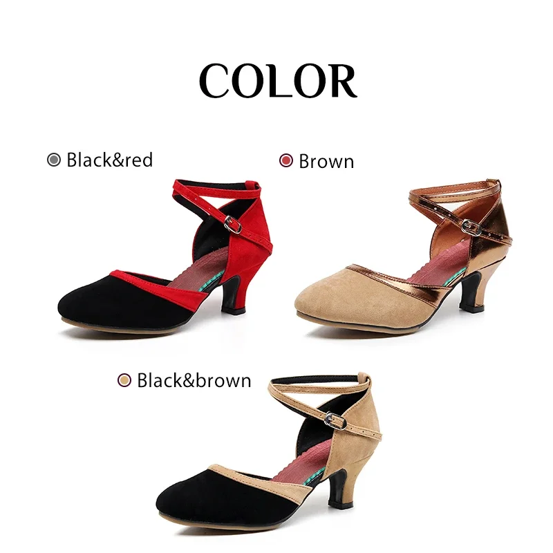Zapatos de baile de vals para mujer, zapatos de baile de salón con punta de tela, zapatos de baile cuadrados, tacón de baile de fondo suave de 5cm