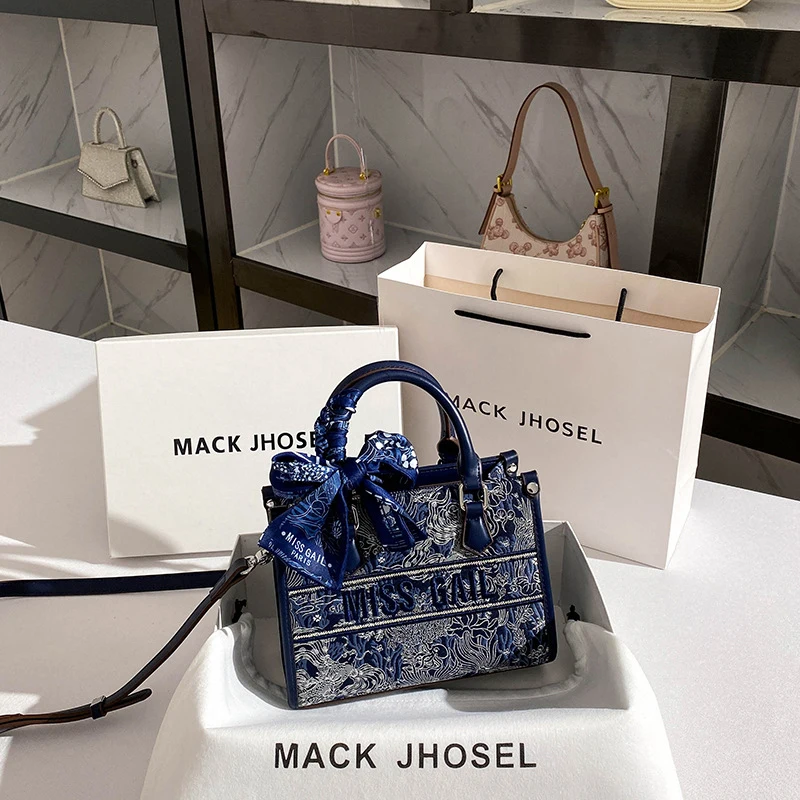 

Элегантная сумка-тоут с вышивкой, модная осенне-зимняя сумка для поездок на работу, сумка через плечо