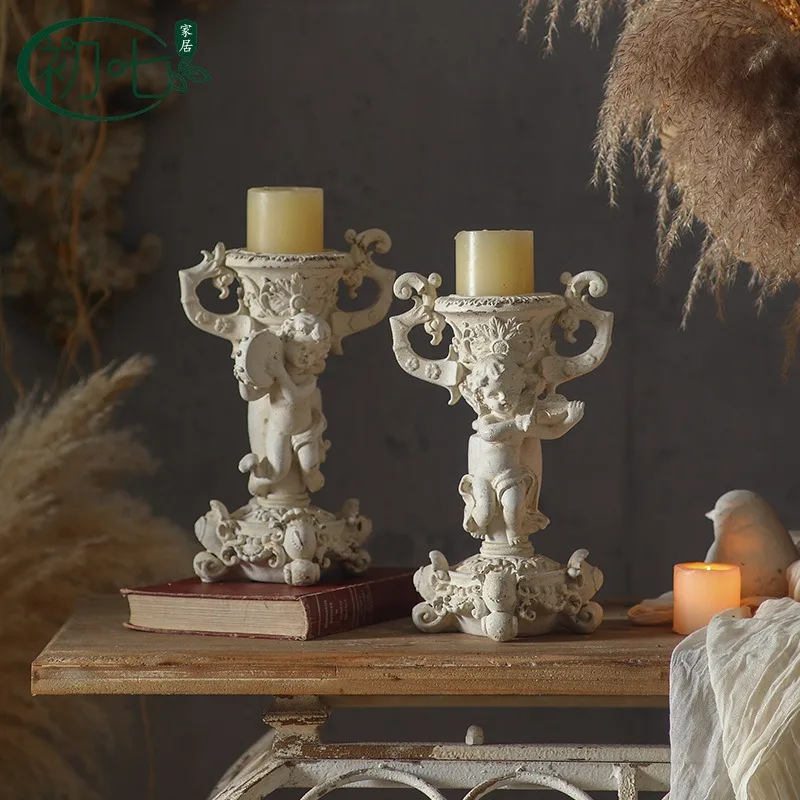 Desktop candle holder, festive atmosphere, decorative candle base, individuality, creativity, angel ornament, old-fashioned