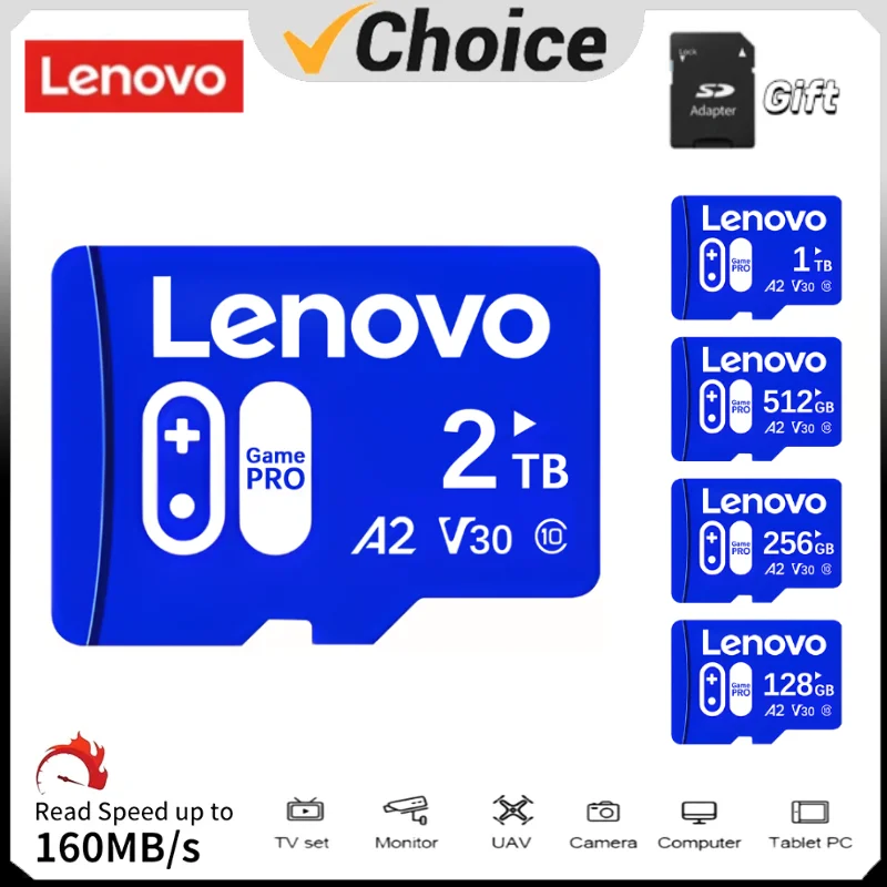 Lenovo 2Tb Mini Sd Geheugenkaart 128Gb 256Gb 5123Gb Micro Tf Kaart 64Gb Klasse 10 Geheugenkaart Voor Ps2 Telefoon Pc Gaming Gratis Verzending