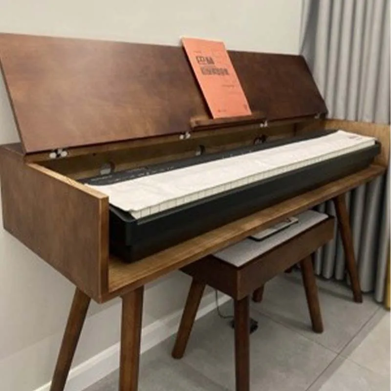 Solid Wood Piano Desk Keyboard Stand 88 Key Electronic Organ Table Storage Shelf Home Office Desk view 3