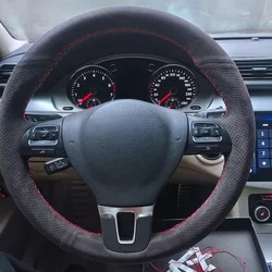 Customize Suede Leather Car Steering Wheel Cover For Volkswagen Golf 6 Mk6 VW Polo Sagitar Bora Santana Jetta Mk6 Car Interior