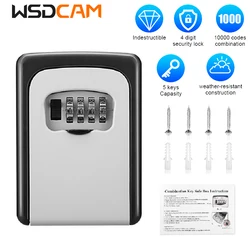 WSDCAM 4 Digit Combination Key Box Wall Mounted Password Key Box Organizer Aluminum Alloy Key Storage Security Lock Outdoor