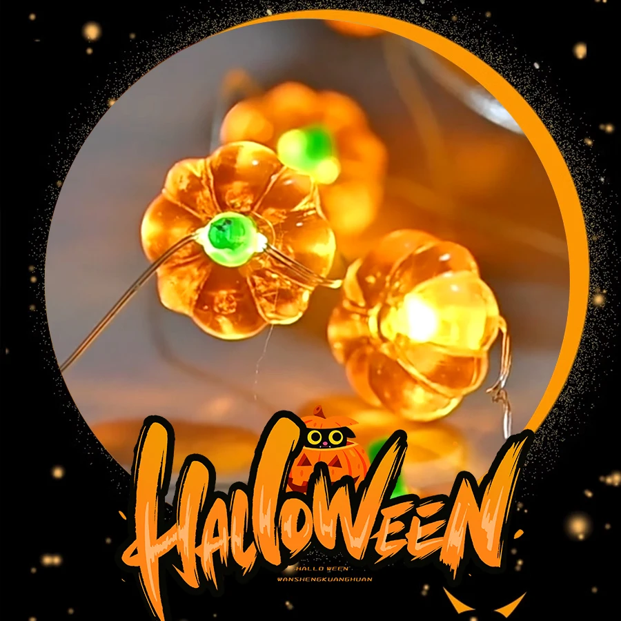 Halloween Cubic Pumpkin String Lights 1/2/3M Warm White Always Bright Event Party Decoration Creative Ambient Lights