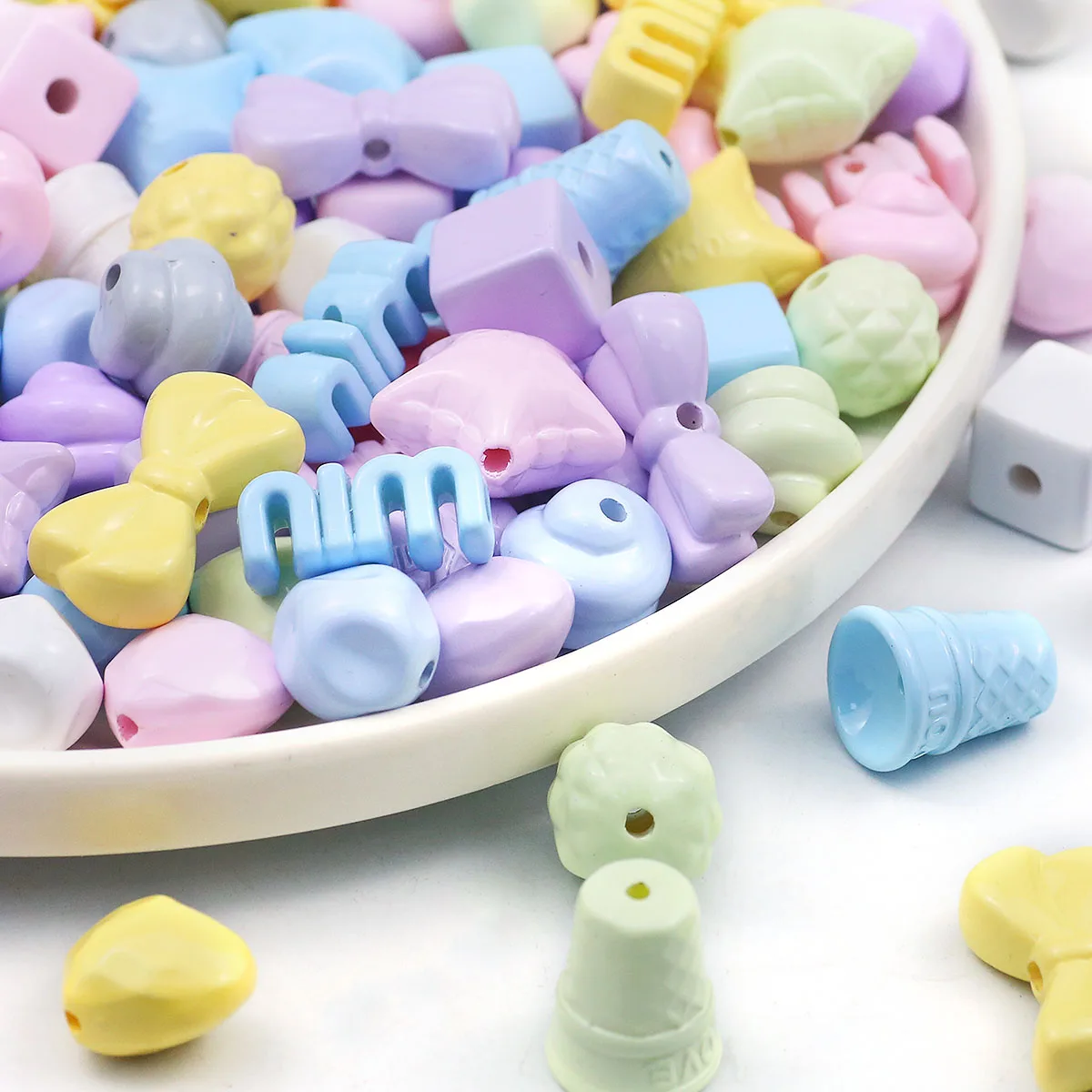 10pcs Candy Color Multistyle Lacquered Peach Heart Bow Star Spacer Loose Beads For Jewelry DIY Phone Chain Bracelet Accessories
