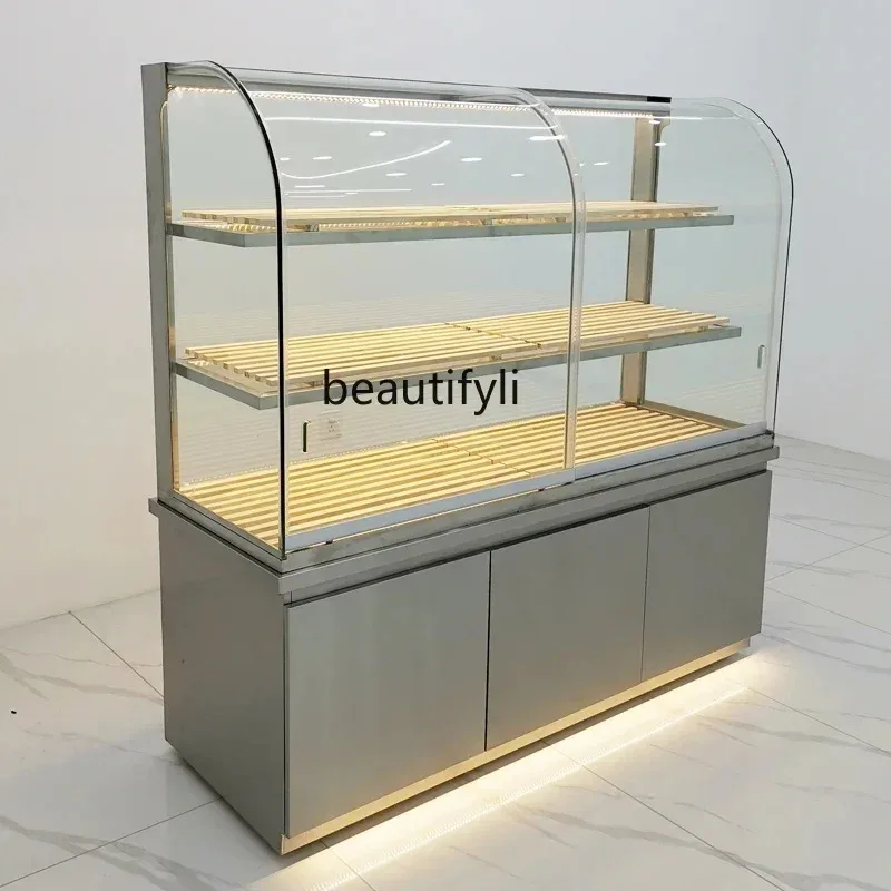 AY55   Stainless steel titanium plated bread side cabinet checkout page dinner plate model marble display cabinet