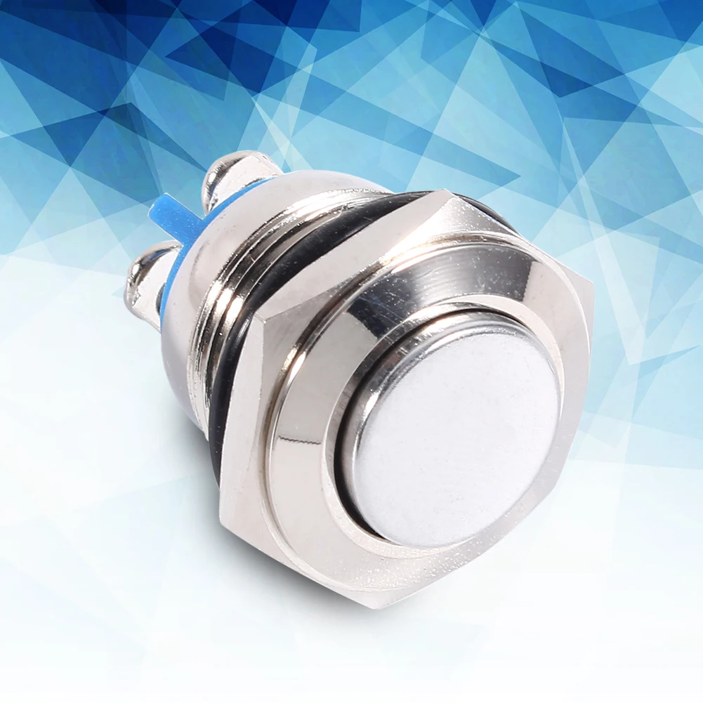 12V 16mm Car Waterproof Momentary Metal Push Button ON OFF Horn  Silver Horn  Engine Starter Round Button