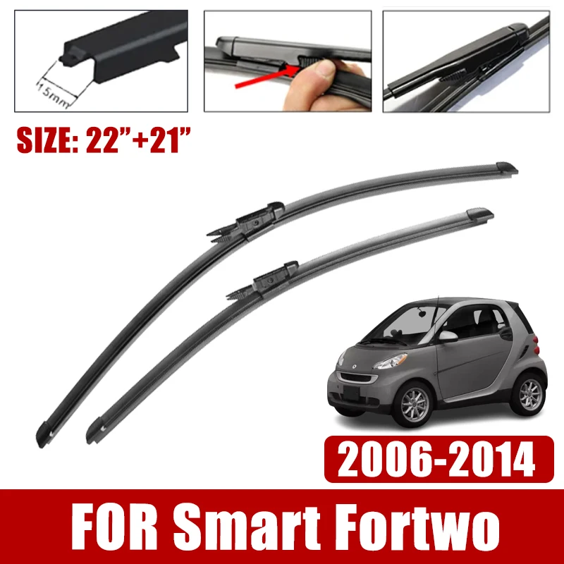 Car Wiper Blade For Smart Fortwo W451 2006-2014 2007 2008 2009 2010 2011 Rubber Windscreen Windshield Wipers Auto Accessories