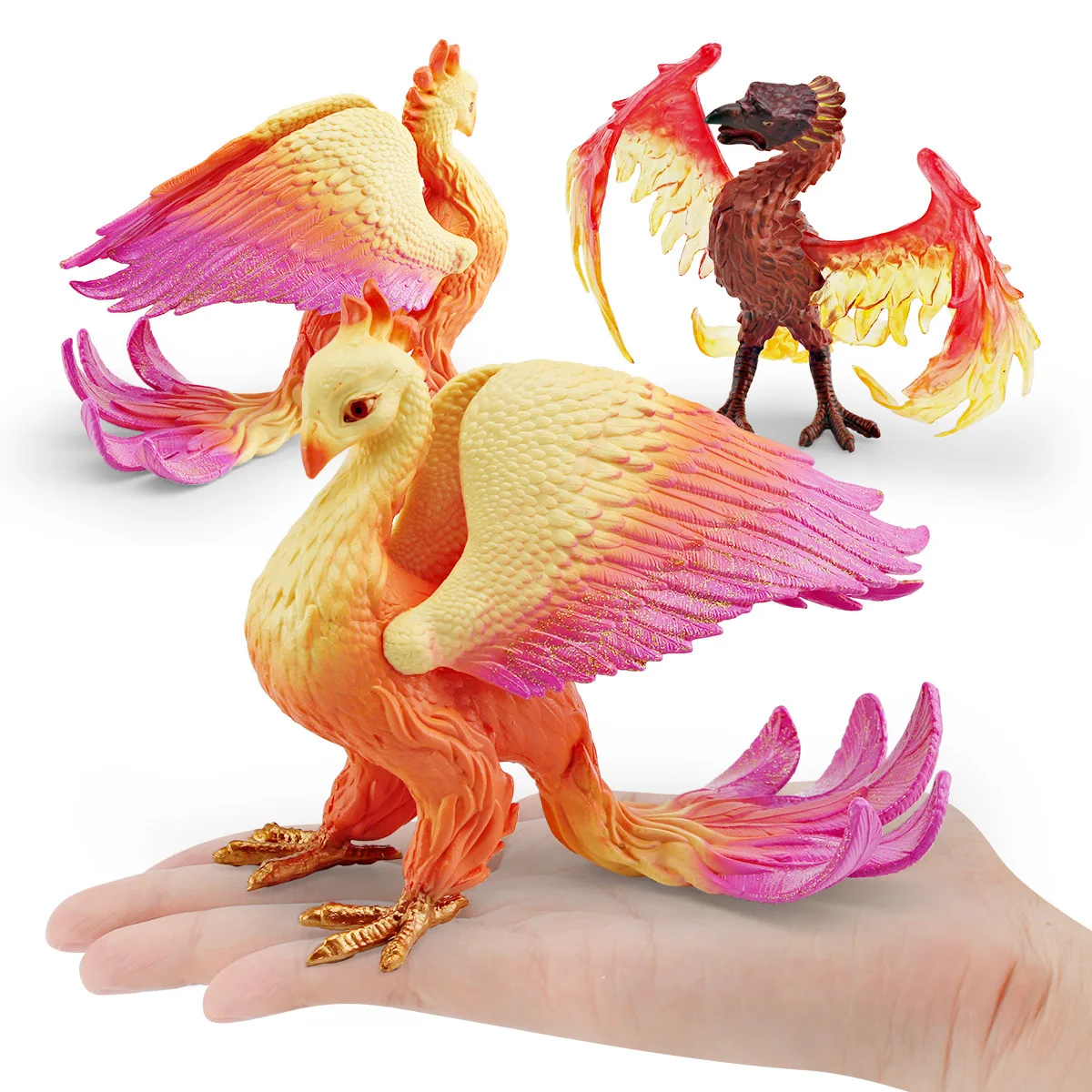 Realistic Phoenix Model Mythical Fire Bird Figurine Fantasy Creature Sculpture Mini Immortal Bird Decoration Desktop Ornament