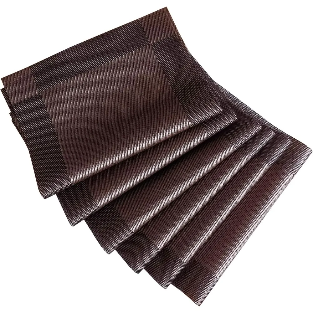 Heat Resistant Placemats Set of 6, Non-Slip Vinyl Table Mats 18x12 Inch, Easy Clean for Kitchen Dining